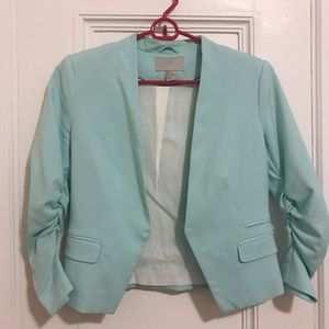 H&M Mint Green Ruched Sleeves Women's Blazer Sz 6